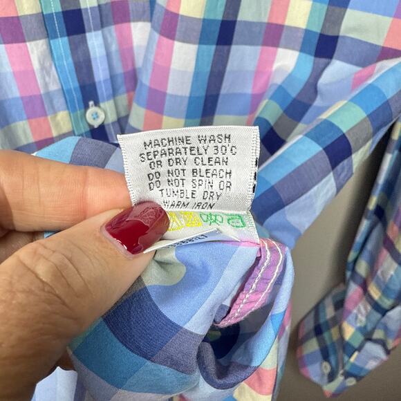 Bugatchi Men's Classic Fit Flip Cuff Multi-Color Plaid Button Front Shirt XL‎ - Picture 8 of 9